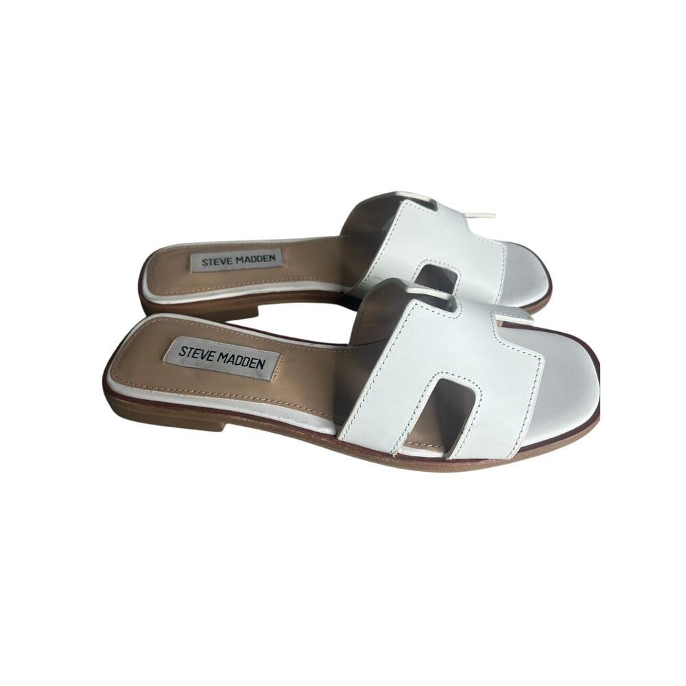 Steve Madden Hadyn White H Strap Slides Size 5.5